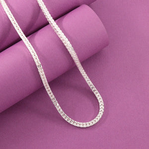 925 Silver Sarang Men Chain MC-212, 36g, 61cms length, elegantly displayed on a deep pink fabric background.