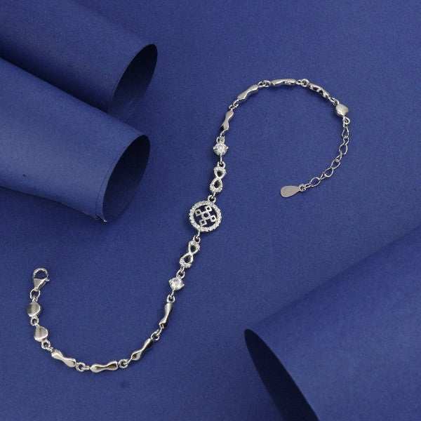 925 silver Nina women bracelet LBR-353 with intricate design, 7g, 22cm length, purity 925, displayed on blue background