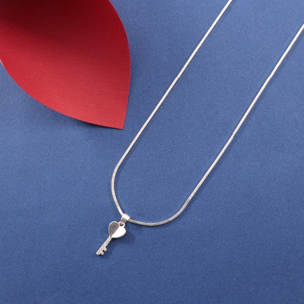 925 Silver Hansanandini Women Necklace NK-192 with heart-shaped pendant on a blue background. Pure silver, 7g weight.