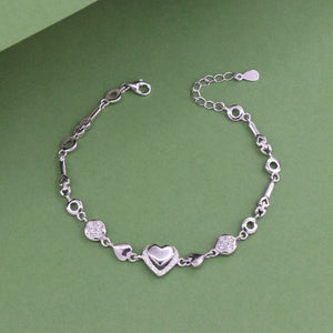 925 Silver Parvani Women's Bracelet LBR-372 with heart and circle charms, 7g, 20cm length.