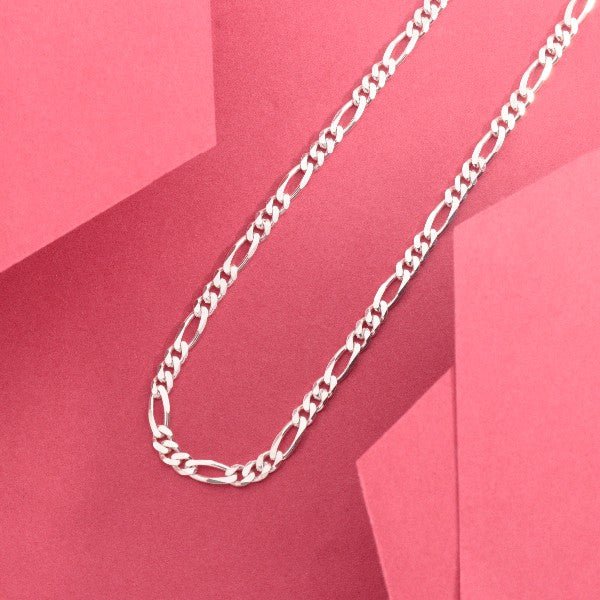 925 Silver Yahyaa Men Chain MC-217 on Pink Background, 51cm Length, 11g, Pure 925 Silver.