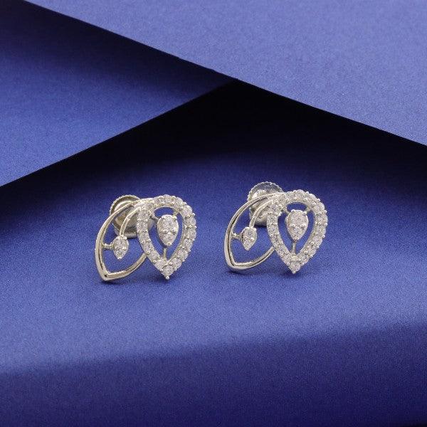 925 silver Lekha women studs STD-197, weight 2g, dimension length/bangle size/ring size, purity 925, exquisite heart-shaped design.