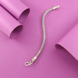 925 silver Wali men's bracelet MB-216, 34g weight, 20cm length, shown on a purple background