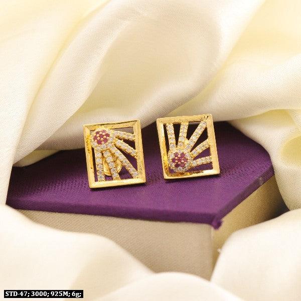 925 Silver Vipasa Women Studs STD-47, 6g, decorative square design, elegant and shimmering jewelry, purity 925 for timeless beauty