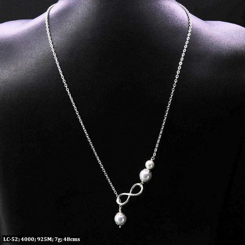 925 Silver Latangi Women Chain LC-52, 48cms, 7g, showcasing elegant design with infinity symbol and pearls.