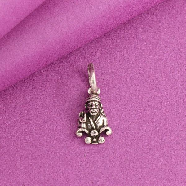 925 silver Sai Baba pendant GP-154 on a pink background, weighing 1g with 925 purity