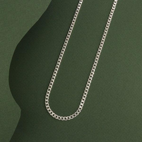 925 silver Mandin men's chain MC-148, 19g weight, 51cms length, showcased on green background