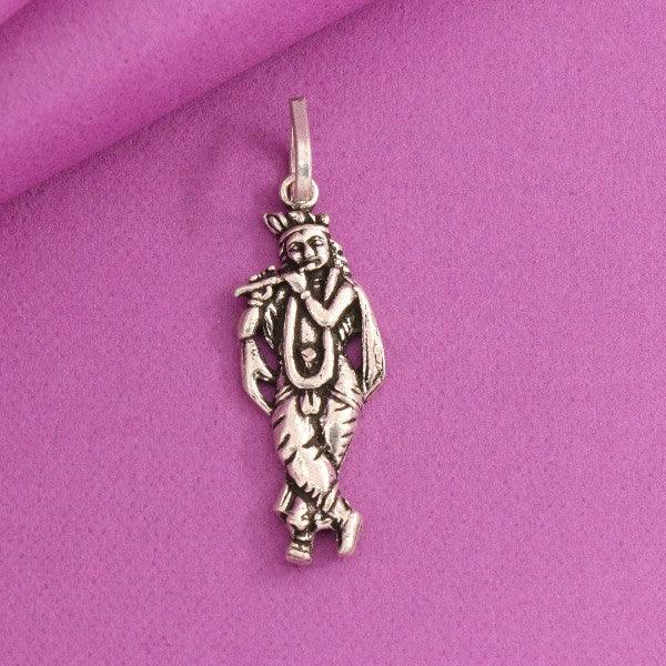 925 silver Krishna God pendant GP-145 on a pink background, weighing 3g, showcasing detailed craftsmanship and 925 purity.