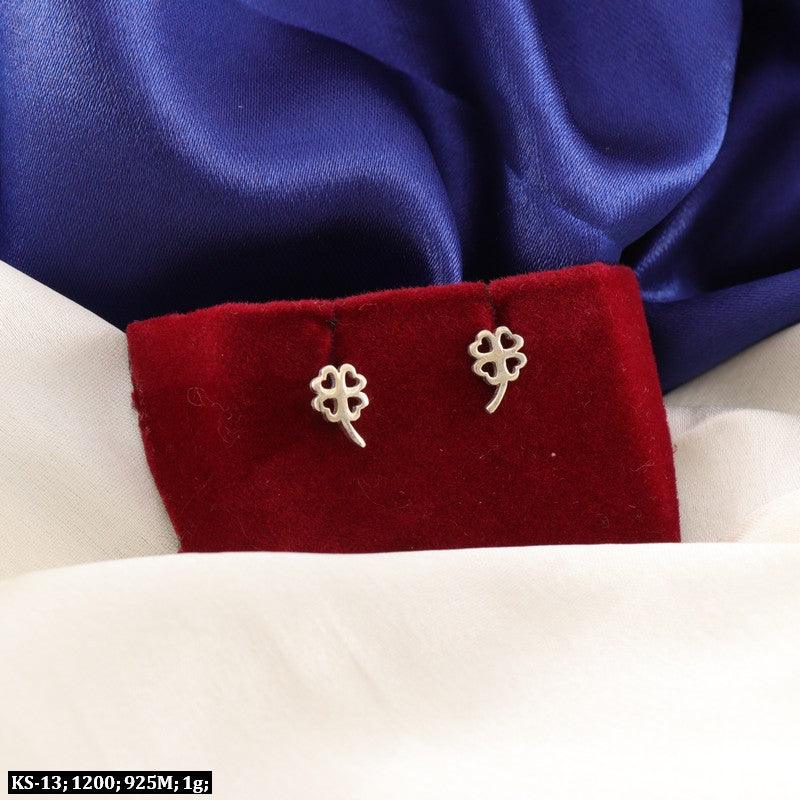 925 Silver Paridhi Kids Studs KS-13, 1g, 925 purity, displayed on a red and blue fabric background