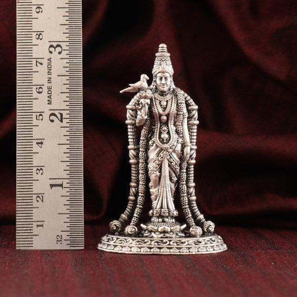 925 Silver 3D Meenakshi Amman Idol 87g 7.5cm with Measuring Scale