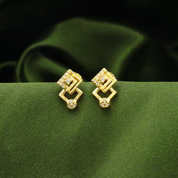 925 silver Yashawanthi women studs STD-178, 3g, 925 purity, elegant design with crystals on green background