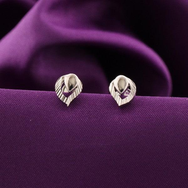 925 silver Kaushika kids studs KS-137, 2g, 925 purity, delicate design on purple fabric backdrop