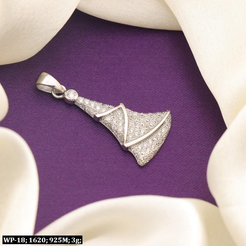 925 Silver Mahadevi Women Pendant WP-18, 3g, 925M purity, elegant design on purple fabric background