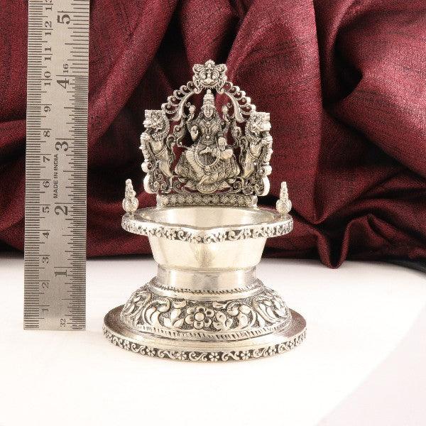 925 silver 2D Lakshmi article Deepam AD-52, 144g, intricate design, ruler for scale, purity 925