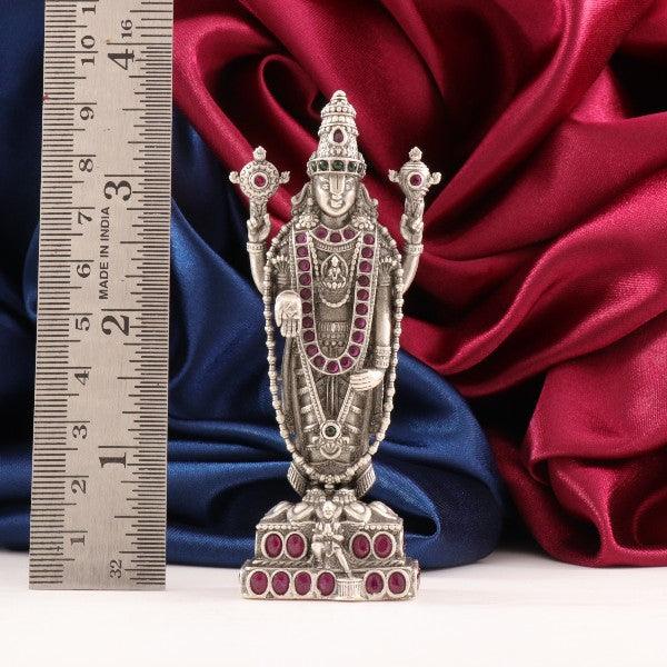 925 silver 3D Garuda Balaji idol with red accents, weighing 70g and measuring 9cm, placed next to a ruler for scale.