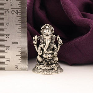 925 Silver 3D Ganesha Idol, 32g, 3.5cms length, AI-986, with ruler for size comparison.