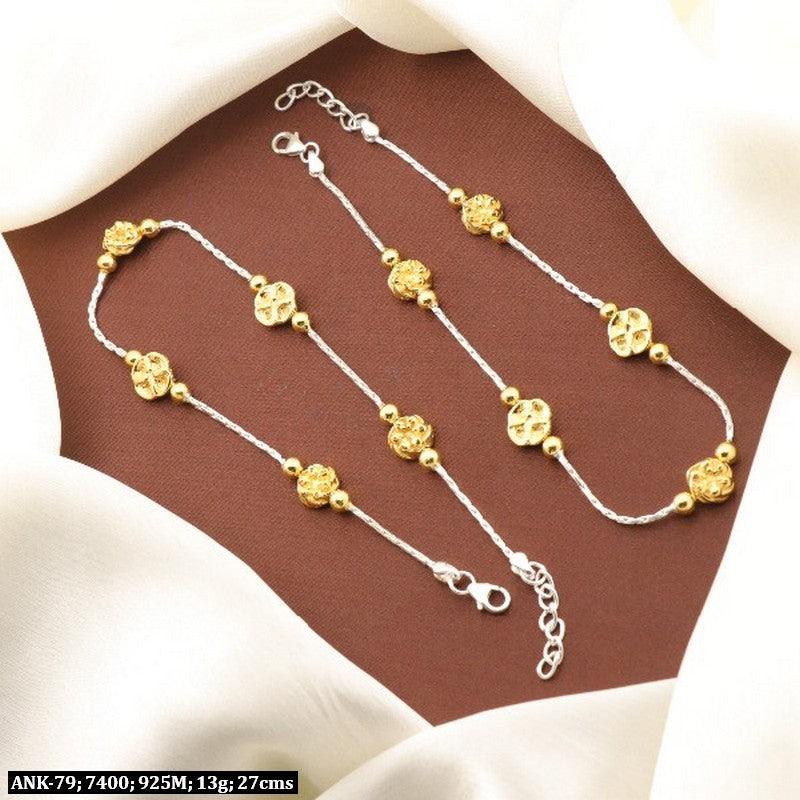 925 silver Ekisha anklets for women, 13g and 27cm in length, featuring intricate gold accents, model ANK-79