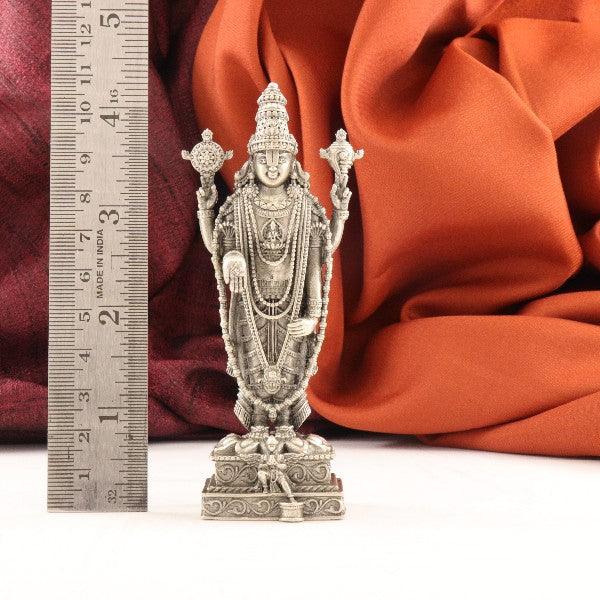 925 Silver 3D Garuda Balaji Idol 120g 11cm, detailed craftsmanship with a ruler for scale, ideal for spiritual decor.