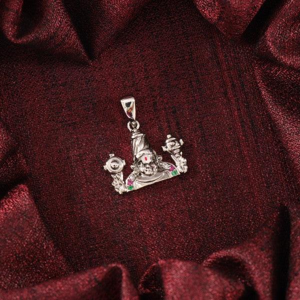 925 silver Balaji God pendant GP-91, 4g, 925 purity, religious jewelry on dark red fabric background