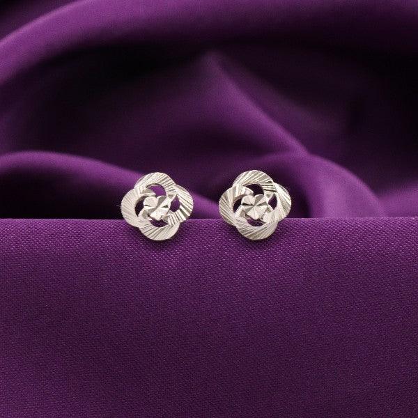 Elegant 925 silver Chandramathi women studs STD-260 on purple fabric, 2g weight, high purity silver jewelry.