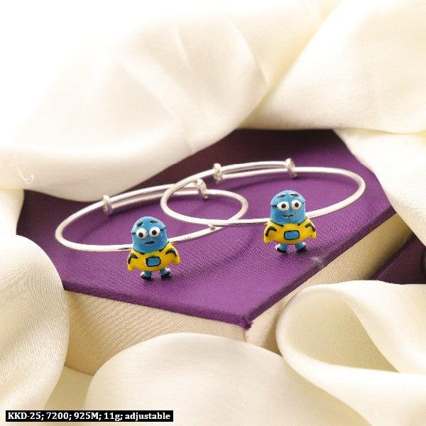 925 silver adjustable Minion kids' kada with 11g weight featuring cute Minion design.