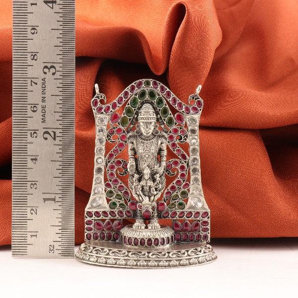 925 silver 2D Balaji article idol, weighing 48g and measuring 7.5cm, displayed with a ruler for scale.