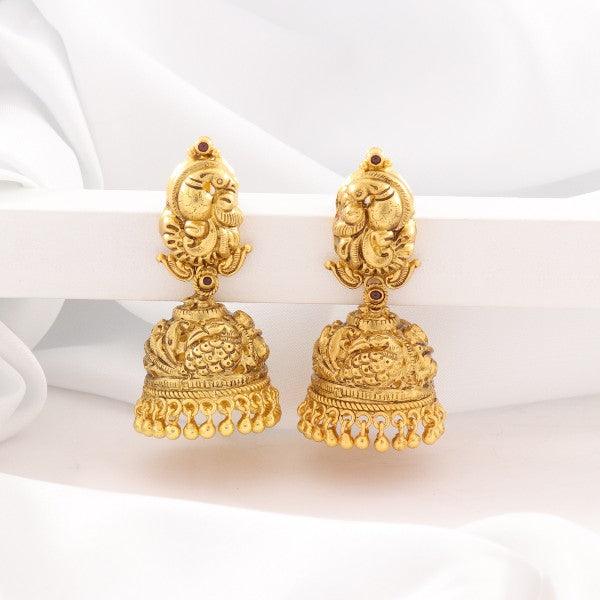 925 silver peacock design jhumka earrings for women, JHK-153 model, 33g in weight, intricate craftsmanship.