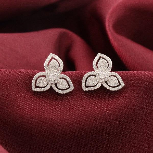 925 Silver Ekanthika Women Studs STD-253 on red fabric background