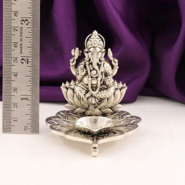 925 Silver 2D Ganesha Articles Deepam AD-41 - P S Jewellery