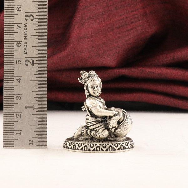 925 Silver 3D Venna Krishna Idol, 73g, 4.5cm Dimension, Pure Silver Figurine for Home Decor