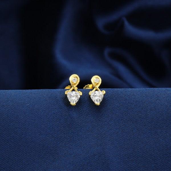 925 silver heart-shaped kids studs KS-93 featuring a weight of 1g and high purity 925, displayed on a luxurious blue fabric background