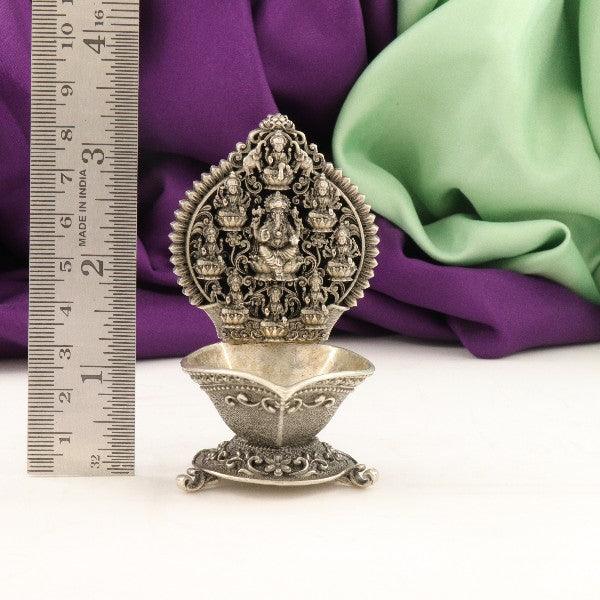 925 Silver 2D Ganesha and Ashtalakshmi Articles Deepam AD-49 - P S Jewellery