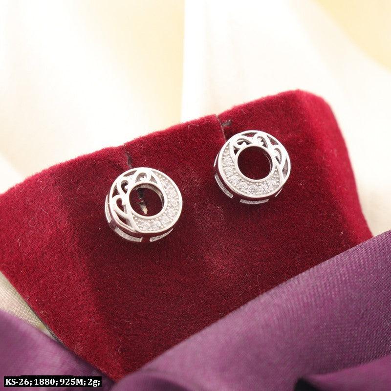 925 Silver Laboni Kids Studs KS-26, 2g, 925 purity, circular earrings on red velvet background