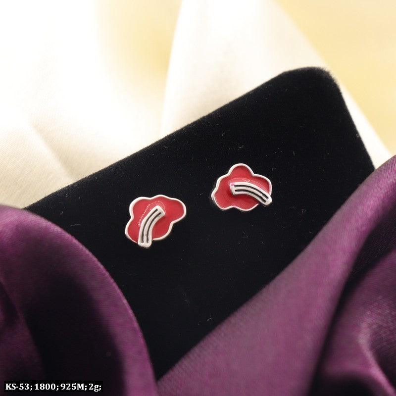 925 silver rainbow kids studs KS-53, 2g, purity 925, red and white design on black velvet background