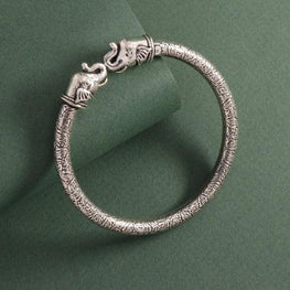 925 Silver Elephant Men Kada MKD-130 - P S Jewellery