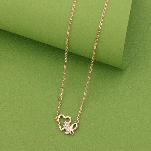 925 Silver Heart and  Butterfly Women Necklace NK-154