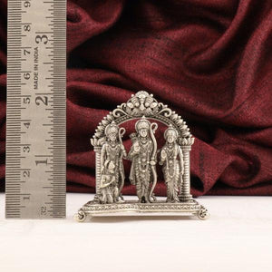 925 silver 3D Ram Darbar idol articles, weight 52g, dimensions 5.5cms, purity 925, with a ruler for scale.