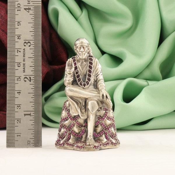 925 Silver 3D Sai Baba Idol - 99g, 7.5cm Height, AI-903 - High Purity Silver Religious Article