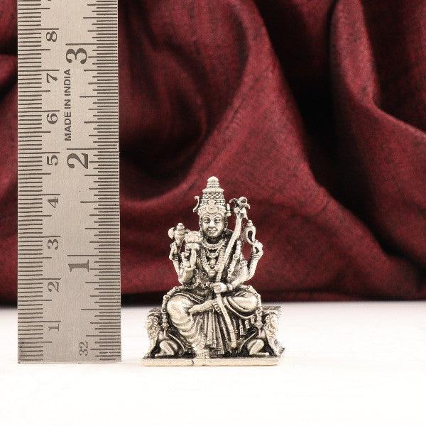 925 silver 3D Lalitha Devi idol weighing 51g and measuring 4.5cms in length, placed beside a ruler showing dimensions.