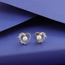 925 Silver Heart Women Studs STD-206 - P S Jewellery