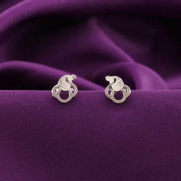 925 Silver Sharika Kids Studs KS-152 on purple fabric, 2g weight, high-quality 925 silver purity.