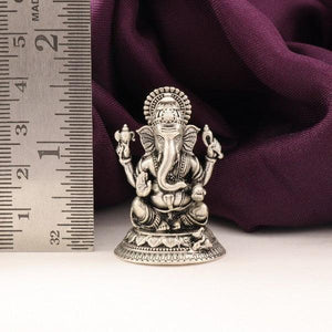 925 Silver 3D Ganesha idol, 32g, 3.5cm, intricate design, perfect for home decor and gifting.