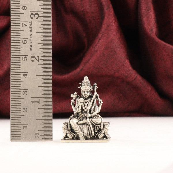 3.5cm 925 silver 3D Lalitha Devi idol weighing 34g shown against a ruler for size comparison