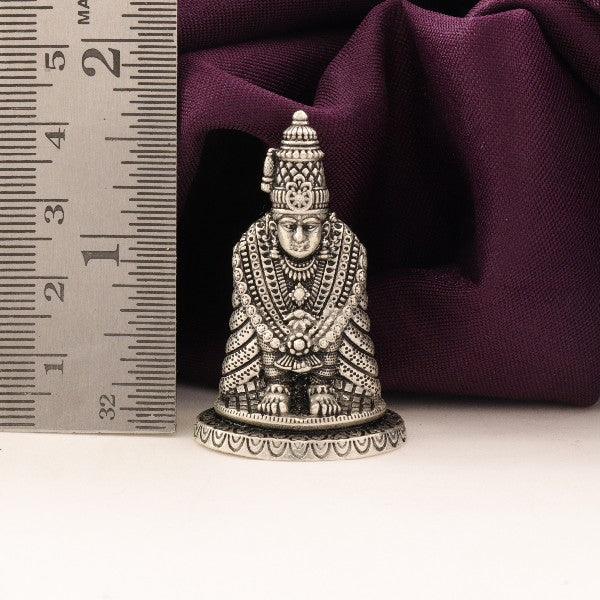 925 silver 3D Tulja Bhavani idol weighing 43g and 4.5cms in length with intricate detailing, displayed beside a ruler for size reference