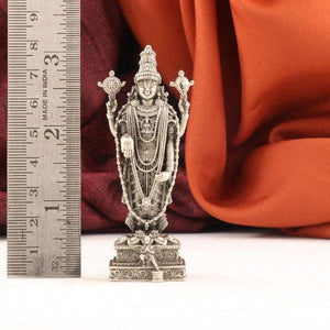 925 Silver 3D Garuda Balaji idol weighing 53g and measuring 8cms in height with a backdrop and ruler for scale.