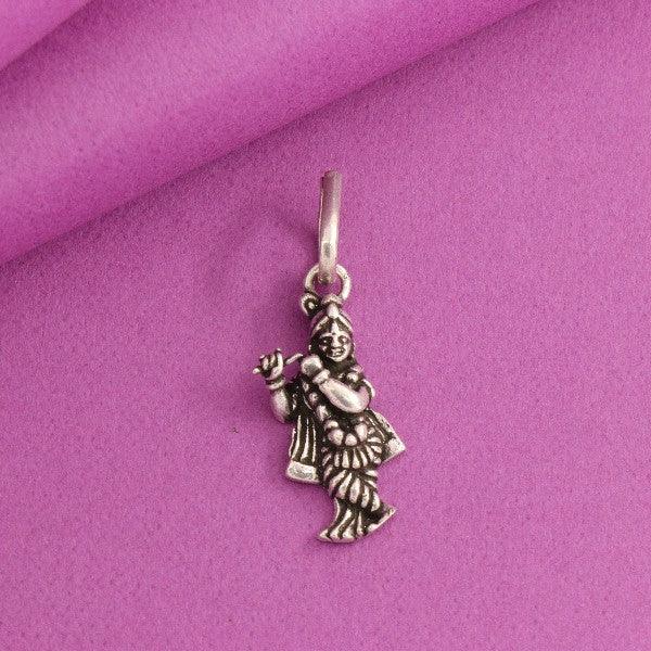 925 silver Krishna God pendant, GP-158, 2g weight, 925 purity, intricate design, on a pink background.