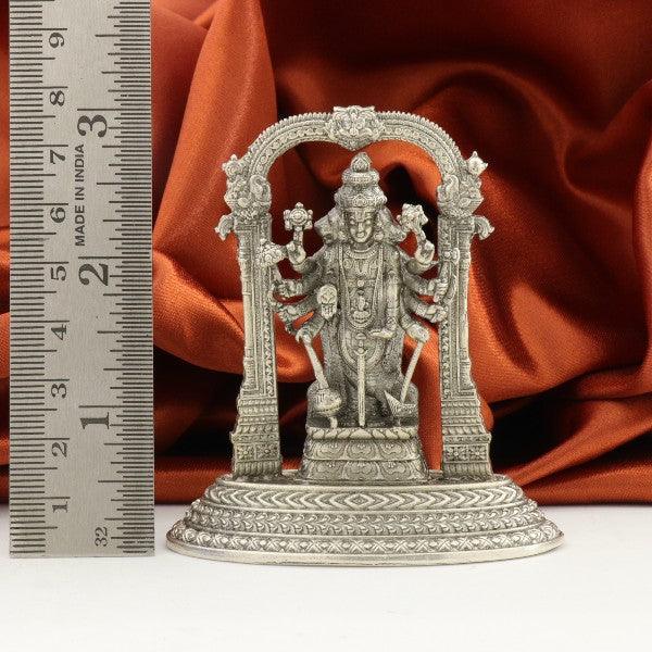 925 silver 2D Dasavatharam idol, 77g, 8cm length, crafted with intricate details, displayed with a measurement ruler and orange fabric backdrop