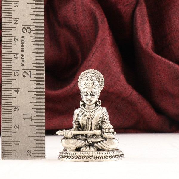 925 silver 3D Annapurna Devi idol weighing 92g and 5cms in height, with a nearby ruler for scale.