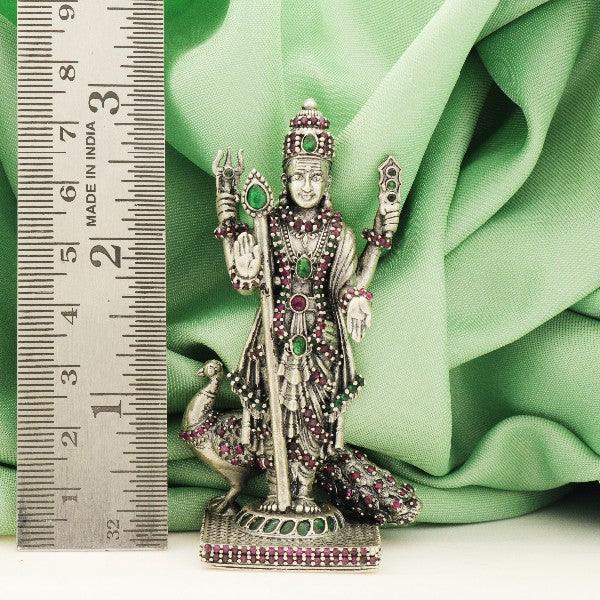 925 Silver 3D Murugan Idol - 84g, 7.5cm, with ruler for scale, detailed craftsmanship, perfect for home decor or gift