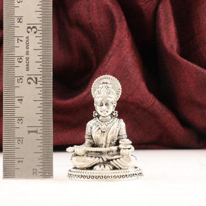 925 silver 3D Annapurna Devi idol weighing 95g and measuring 5cms in height, with a ruler scale for size reference.